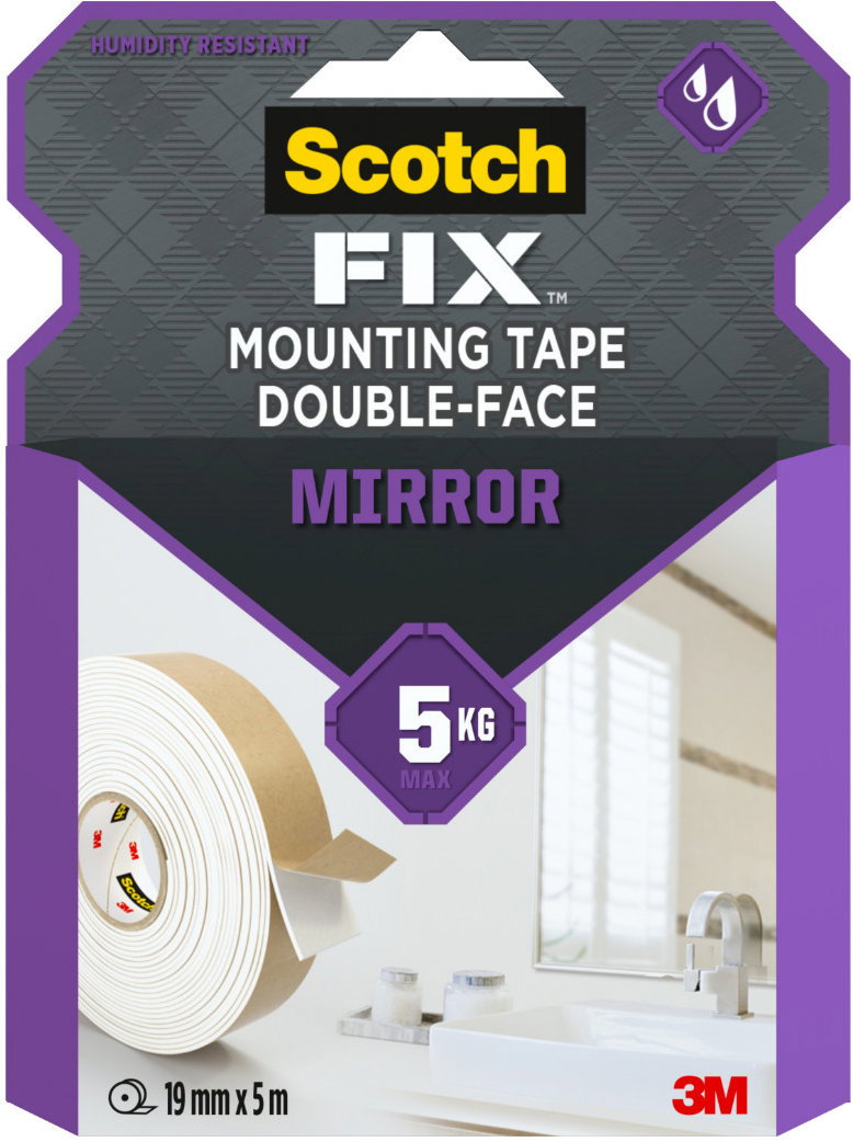 3M Scotch-FIX™ Tükörrögzítő kétoldalas ragasztószalag 4496W-1950-P, 19 mm × 5 m