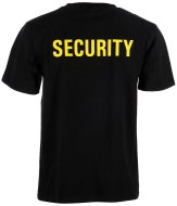 Triangles International Trade Tričko černé se žlutým potiskem SECURITY v. L - Work T‑Shirt