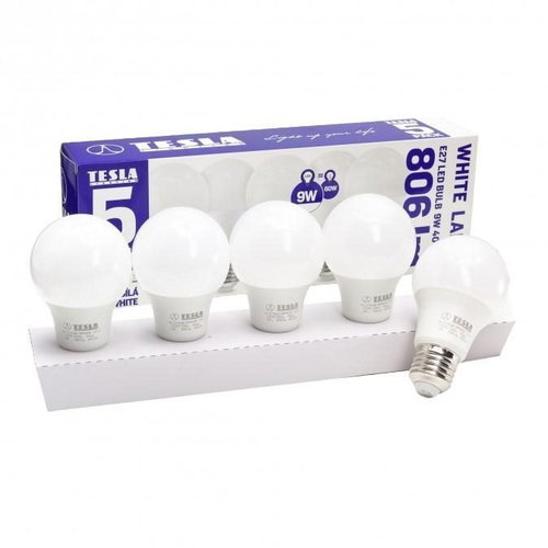 TESLA LED BULB E27, 9W, 4000K, Daylight White, 5-Pack - LED Bulb - Main image
