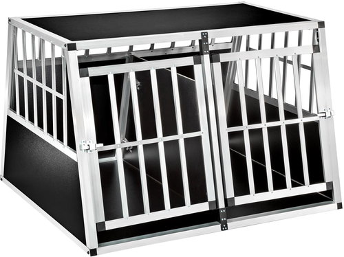 Tectake Double dog crate with sloping back wall, including divider - Dog Cage - Main image