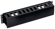 CTnet 19'' 2U plastic strip panel, through, black - Cable Organiser