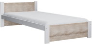 Textilomanie Postel Ikaros 90 × 200 cm, bílá/dub sonoma, lamelový rošt + matrace Deluxe 10 cm - Bed