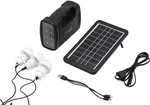 Technaxx Solární nabíjecí stanice, panel 3W + baterie SLA 6V/4000mAh s LED žárovkami, TX-199 - Charging Station - Main image
