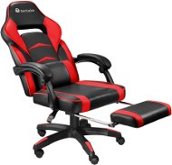Herná kancelárska stolička Comodo s podnožkou, čierna/červená - Herná stolička