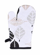 Forbyt Kitchen mitt 18 × 28 cm, beige and black leaves - Oven Mitt