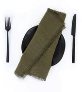 Tom Linen  Placemats with Fringe Martini Olive 30x40cm - Placemat