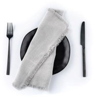 Tom Linen Tablecloth with Fringe Light Grey 30x40cm - Placemat