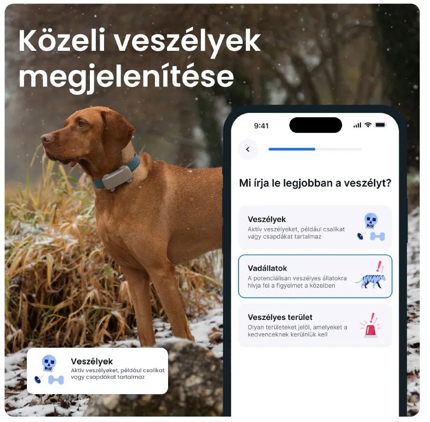 Tractive DOG 6 XL GPS-kutyanyomkövető egészségfigyelővel és figyelmeztetésekkel, fekete