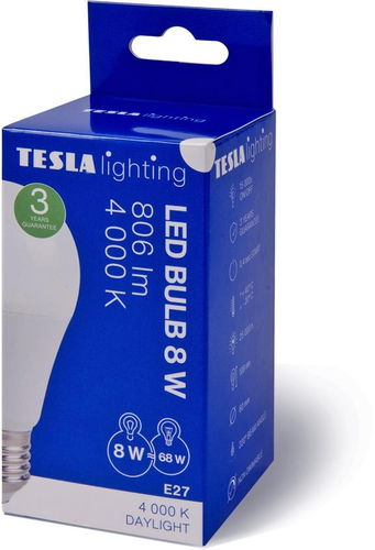 TESLA LED BULB E27, 8W,  806lm,  4000K denní bílá - LED žárovka - Hlavní obrázek