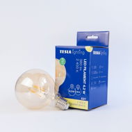 Tesla – LED žiarovka GLOBE G95 VINTAGE, E27, 4,2 W, 230 V, 380 lm, 2400 K, 360 st, zlatá - LED žiarovka