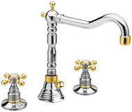 REITANO RUBINETTERIA ANTEA three-element basin mixer with retro spout, with spout, chrome/gold 3222 - Tap