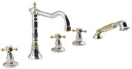 REITANO RUBINETTERIA ANTEA five-element mixer for bath rim with retro spout, chrome/gold 3882 - Tap