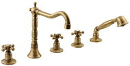 REITANO RUBINETTERIA ANTEA five-element bath rim mixer with retro spout, bronze 3886 - Tap