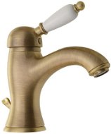 SAPHO KIRKÉ WHITE pedestal basin mixer with spout, white lever, bronze KI02BB - Csaptelep