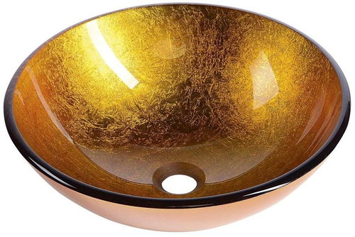 SAPHO AGO skleněné umyvadlo průměr 42 cm, zlatě oranžová                                             - Umyvadlo - Main image