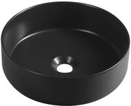 SAPHO INFINITY ROUND keramické umyvadlo na desku, průměr 36x12 cm, černá mat                         - Umyvadlo