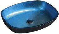 SAPHO KVAORE skleněné umyvadlo 54x11x39,5 cm, modrá                                                  - Umyvadlo
