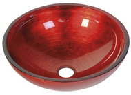 SAPHO MURANO ROSSO IMPERO skleněné umyvadlo kulaté 40x14 cm, červená                                 - Umyvadlo
