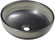 SAPHO PRIORI keramické umyvadlo, průměr 41 cm, 15 cm, černá s bílým vzorem                           - Umyvadlo