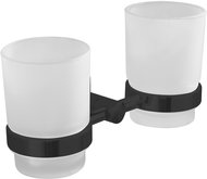 AQUALINE SAMBA double glass holder, milk glass, black - Toothbrush Holder