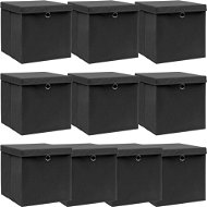 Shumee Úložné boxy s víky 32 × 32 × 32 cm, 10 ks, černé - Úložný box