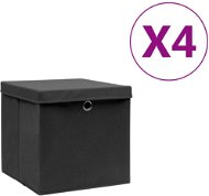 Shumee Úložné boxy s vekami 28 × 28 × 28 cm, 4 ks, čierne - Úložný box
