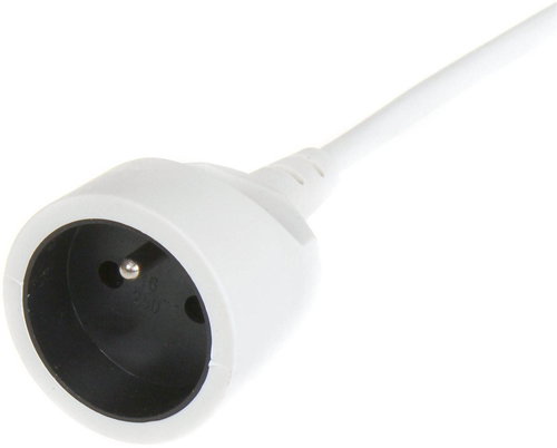 PremiumCord extension cord 230V 1 socket white 2m - Extension Cable - Main image