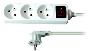 Solight Extension cord, 3 sockets, white, switch, 3m - Extension Cable - Main image