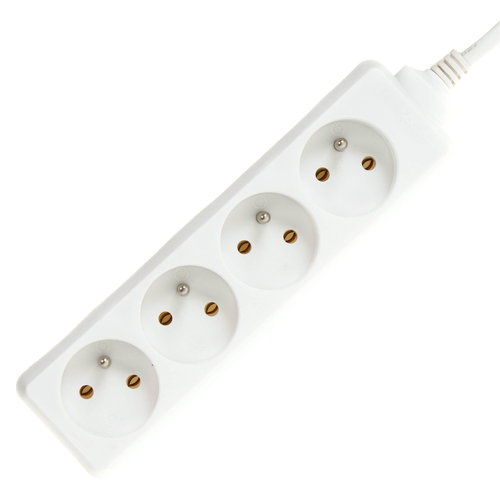 Extension cable white 10 m 230V, 4 sockets - Extension Cable - Main image