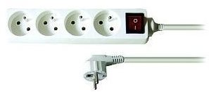 Solight Extension Lead, 4 sockets, white, switch, 3m - Extension Cable - Main image
