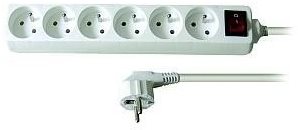 Solight Extension Lead, 6 sockets, white, switch, 3m - Extension Cable - Main image