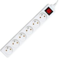 PremiumCord power extension cord 230V, 6 sockets + switch, white, 2m - Extension Cable