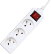 PremiumCord Extension Cable 230V 3 sockets + switch, white, 2m - Extension Cable