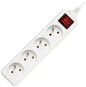 PremiumCord Extension Cable 230V 4 Sockets + Switch, 2m, White - Extension Cable