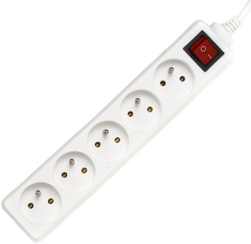 PremiumCord extension cord 230V 5 sockets + switch white 2m - Extension Cable - Main image