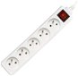 PremiumCord Extension Cable 230V 5 Sockets + Switch, 3m, White - Extension Cable