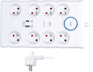 Solight surge protector, 8 sockets, USB A+C, 2m, white - Surge Protector 
