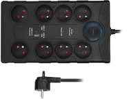 Solight surge protector, 8 sockets, USB A+C, 2m, black - Surge Protector 