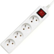 PremiumCord Extension Cable 230V 4 Sockets + Switch, 5m, White - Extension Cable