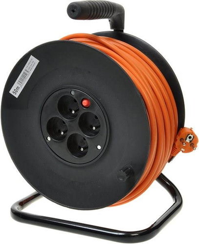 PremiumCord extension cable 230V 25m drum, 4x socket, orange - Power Cable - Main image