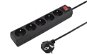 PremiumCord Extension, 230V, 3m, 5 Sockets + Switch, Black - Extension Cable