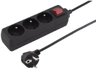 PremiumCord Extension, 230V, 2m, 3 Sockets + Switch, Black - Extension Cable