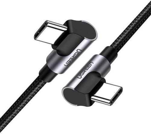 UGREEN Angled USB-C M/M Cable Aluminium Shell with Braided 1m Black - Adatkábel - Fő fotó