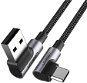 UGREEN Angled USB 2.0 A to Type C Cable Nickel Plating Aluminum Shell 1m Black - Datový kabel