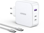 Ugreen USB-A+2*USB-C 140W GaN Tech Fast Charger with C to C Cable 2M EU White - AC Adapter