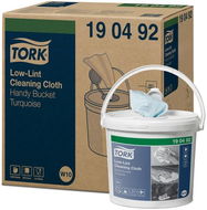 TORK Low-Lint, 200 lap, 30 × 16,5 cm, 60 m, 1 rétegű, türkiz, vödörben, W10 - Törlőkendő