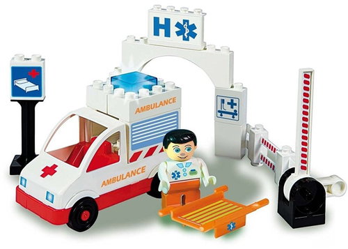 Unico Plus Ambulance compatible 19 parts - Building Set - Main image