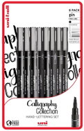 UNI PIN - Calligraphy set of 8 liners, black - Fineliner Pens