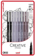 UNI PIN - Creative Strokes set of 8 liners, black - Fineliner Pens