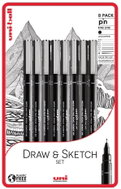 UNI PIN - Draw and Sketch set of 8 liners, black - Fineliner Pens